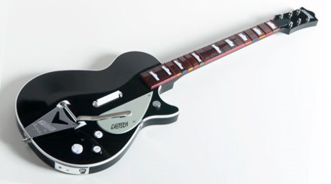 Imagen promocional de la guitarra Gretsch 6128 Duo Jet de George Harrison para el videojuego The Beatles: Rock Band