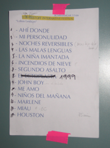 Setlist del concierto