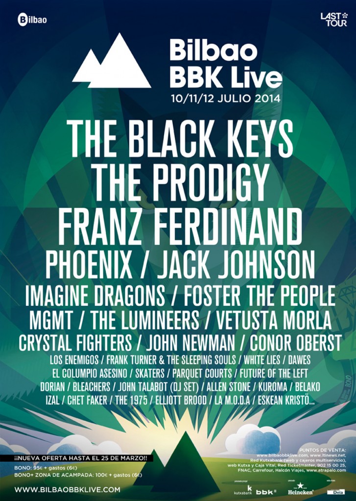 Cartel provisional del Bilbao BBK Live 2014
